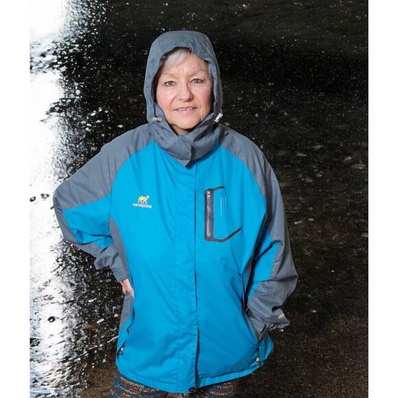 Outdoor Diamond Candy Women's XL Waterproof Breathable Teal & Gray Rain Jacket - Picture 1 of 16